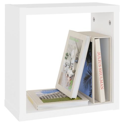 Стенни кубични рафтове, 6 бр, бели, 30x15x30 см