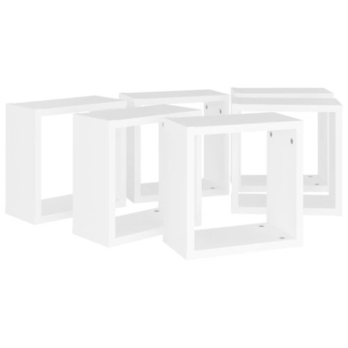 Стенни кубични рафтове, 6 бр, бели, 30x15x30 см