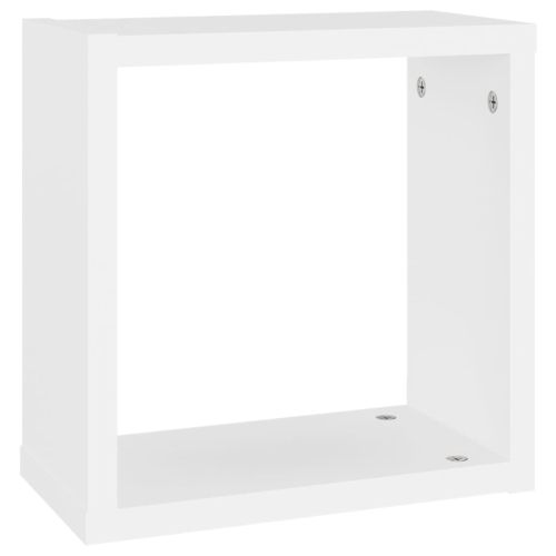 Стенни кубични рафтове, 6 бр, бели, 30x15x30 см