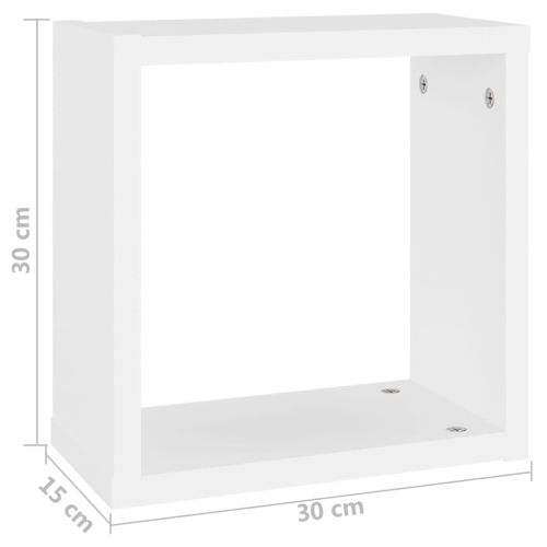 Стенни кубични рафтове, 6 бр, бели, 30x15x30 см