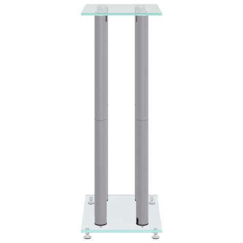 Стойки за тонколони 2 бр сребристи закалено стъкло 4 стълба