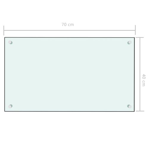 Кухненски гръб, бял, 70х40 см, закалено стъкло