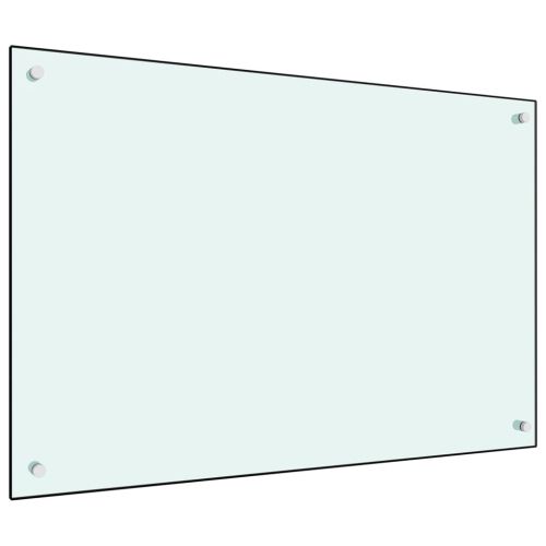 Кухненски гръб, бял, 90x60 см, закалено стъкло