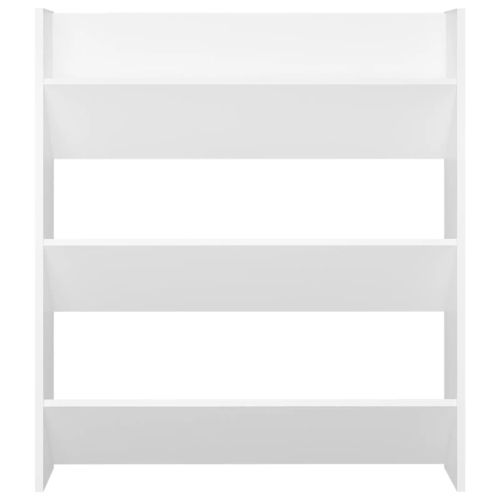 Стенен шкаф за обувки, бял, 80x18x90 см, инженерно дърво