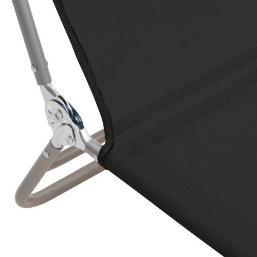 Сгъваеми шезлонги 2 бр черни текстилен и стомана