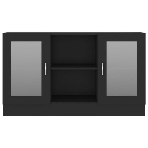 Шкаф витрина, черен, 120x30,5x70 см, ПДЧ