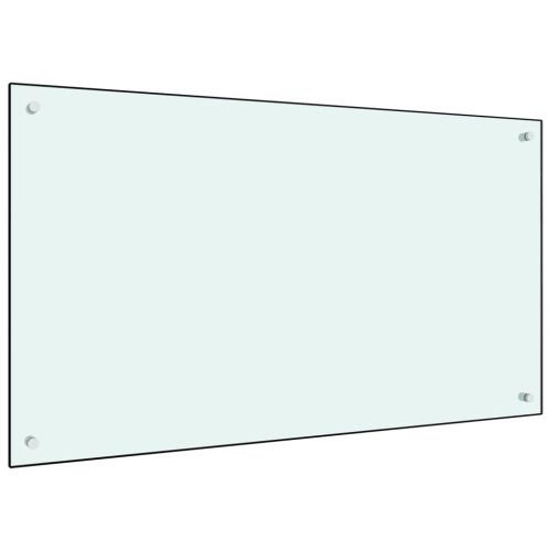 Кухненски гръб, бял, 100x60 см, закалено стъкло