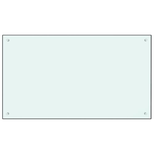 Кухненски гръб, бял, 100x60 см, закалено стъкло