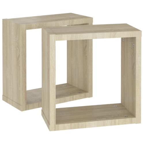 Стенни кубични рафтове, 2 бр, дъб сонома, 30x15x30 см