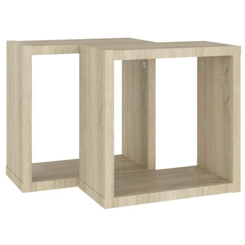 Стенни кубични рафтове, 2 бр, дъб сонома, 30x15x30 см