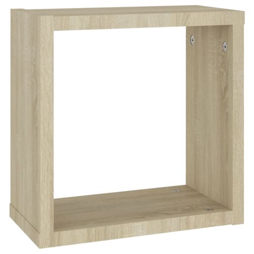 Стенни кубични рафтове, 2 бр, дъб сонома, 30x15x30 см