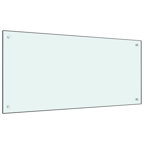 Кухненски гръб, бял, 100x50 см, закалено стъкло