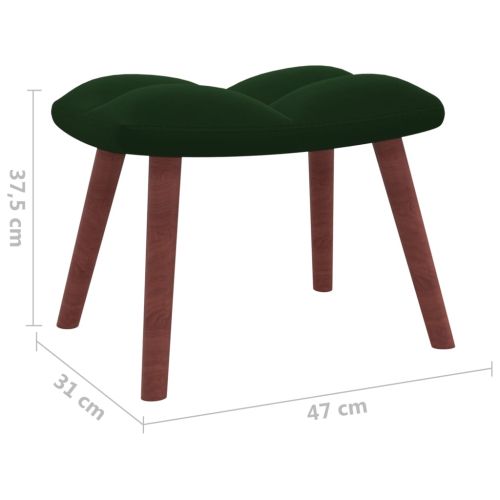 Люлеещ се стол с табуретка, тъмнозелен, кадифе