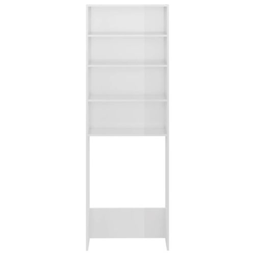 Шкаф за пералня, бял гланц, 64x24x190 см