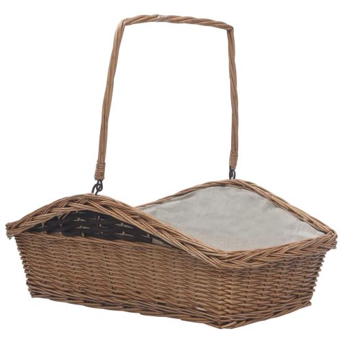 286989 Firewood Basket with Handle 61,5x46,5x58 cm Brown Willow