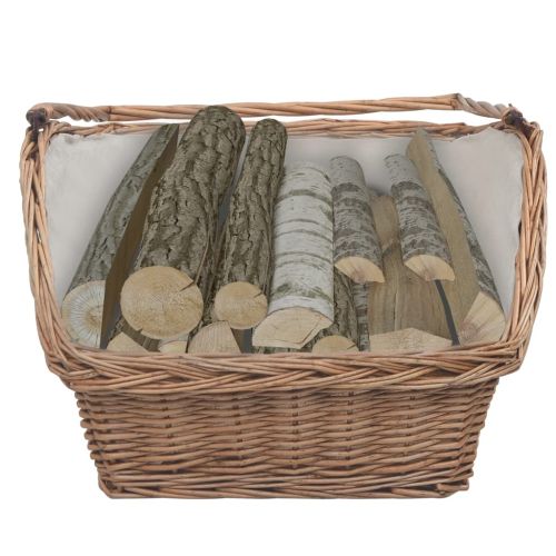 286989 Firewood Basket with Handle 61,5x46,5x58 cm Brown Willow