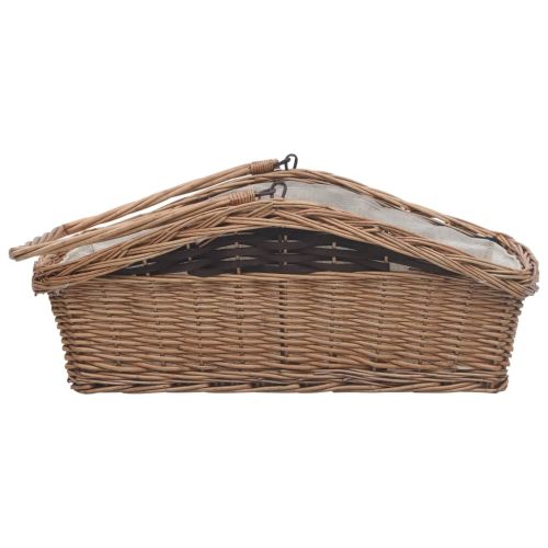 286989 Firewood Basket with Handle 61,5x46,5x58 cm Brown Willow
