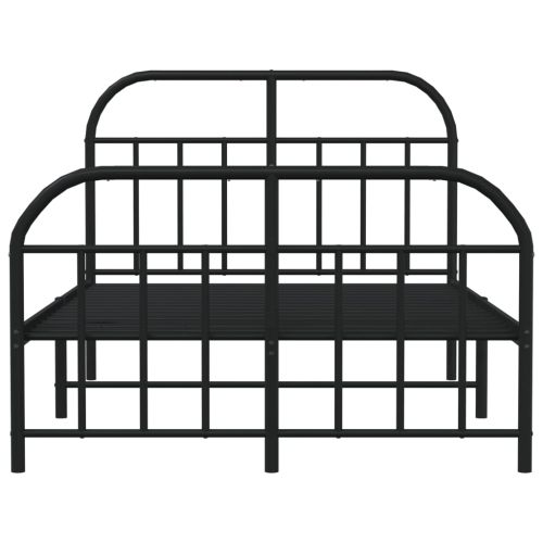 Метална рамка за легло с горна и долна табла, черна, 120x200 см