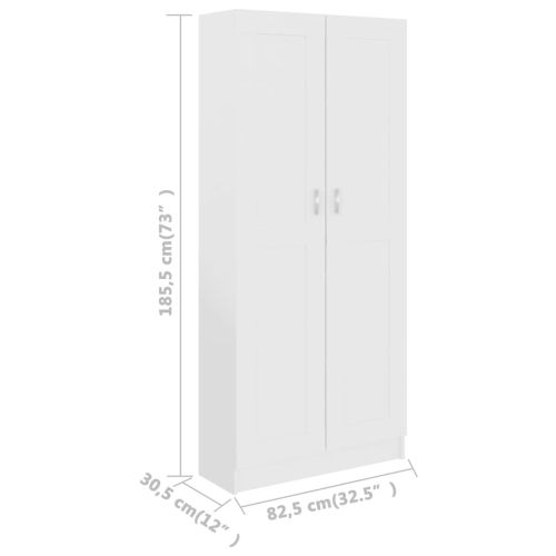 Библиотека, бяла, 82,5x30,5x185,5 см, ПДЧ