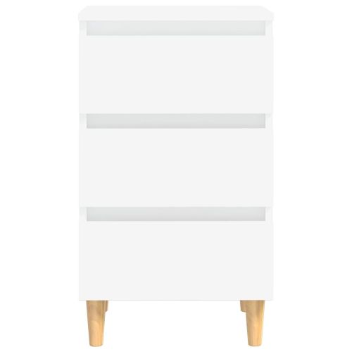 Нощни шкафчета с крака от дърво масив, бели, 40x35x69 см