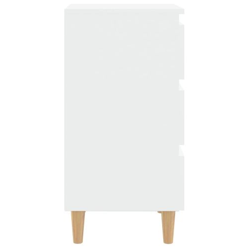 Нощни шкафчета с крака от дърво масив, бели, 40x35x69 см