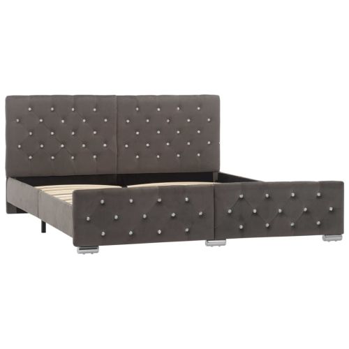 Рамка за легло сива кадифе 160x200 см