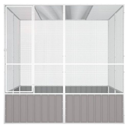 Клетка за птици сива 213,5x217,5x211,5 см поцинкована стомана