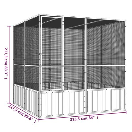 Клетка за птици сива 213,5x217,5x211,5 см поцинкована стомана