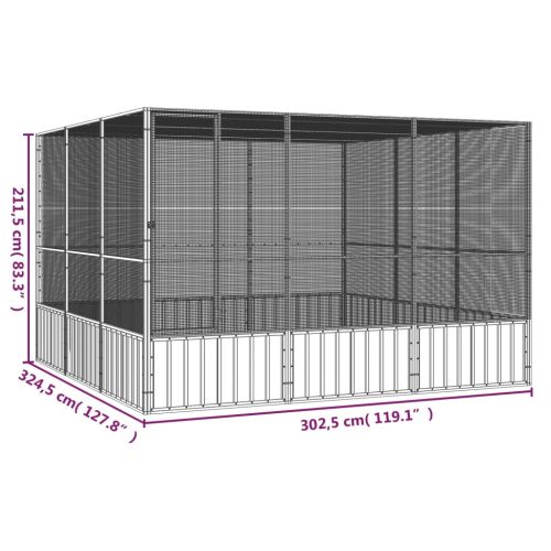 Волиера антрацит 302,5x324,5x211,5 см поцинкована стомана