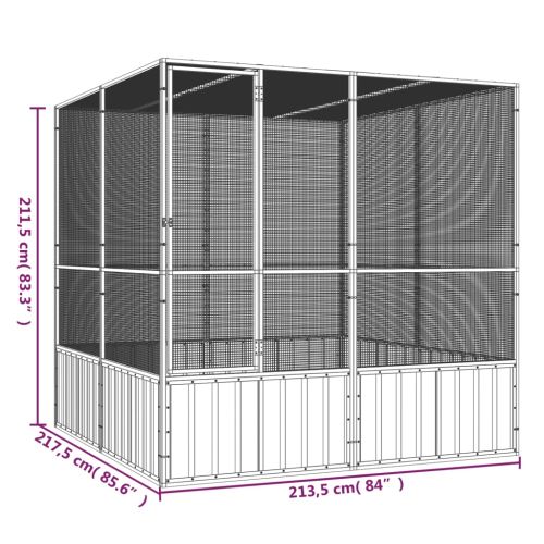 Волиера антрацит 213,5x217,5x211,5 см поцинкована стомана