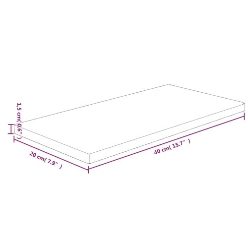 Дъска за рафт, 40x20x1,5 см, необработен масивен дъб