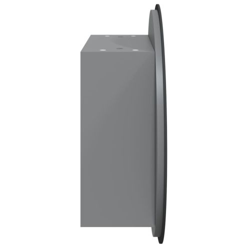 Шкаф за баня с кръгло огледало и LED, сив, 47x47x17,5 см
