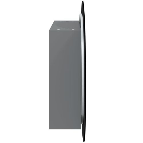 Шкаф за баня с кръгло огледало и LED, сив, 54x54x17,5 см