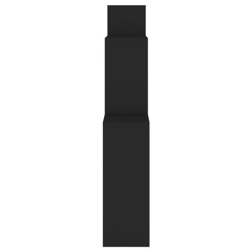 Стенен кубичен рафт, черен, 80x15x78,5 см, инженерно дърво