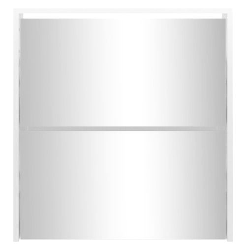 Шкаф за обувки с огледало, 2 нива, бял гланц, 63x17x67 см