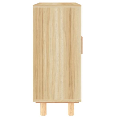 Сайдборд, кафяв, 60x30x70 см, бор масив и естествен ратан