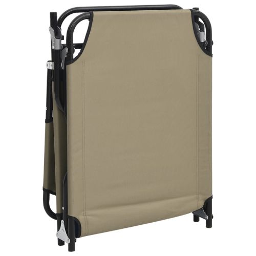 Сгъваем шезлонг таупе плат Оксфорд и стомана с прахово покритие