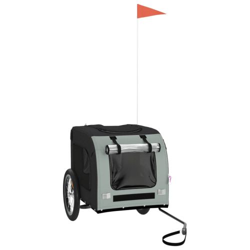 Ремарке за колело за любимци черен и сив Оксфорд плат и желязо