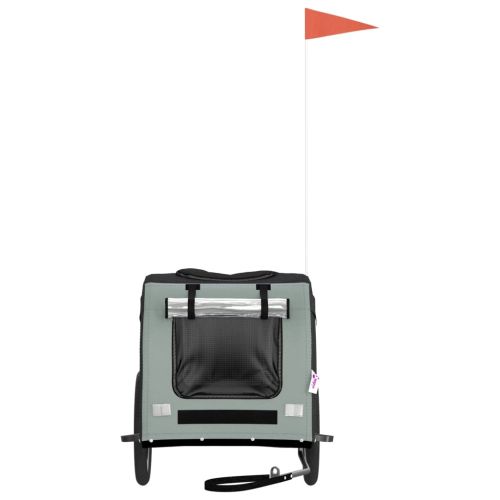 Ремарке за колело за любимци черен и сив Оксфорд плат и желязо