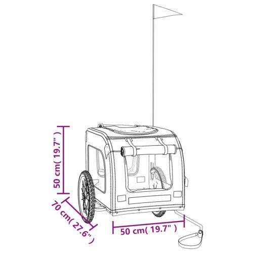 Ремарке за колело за любимци черен и сив Оксфорд плат и желязо