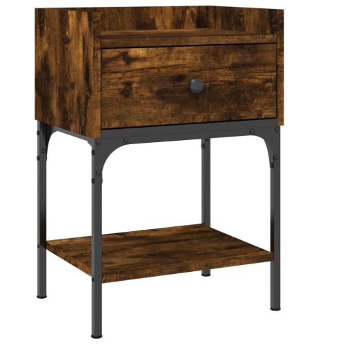 Нощна масичка, опушен дъб, 40,5x31x60 см, инженерно дърво