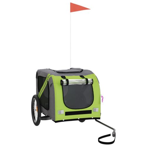 Ремарке за колело за любимци зелен и сив Оксфорд плат и желязо