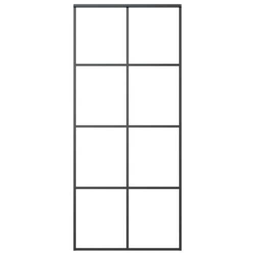 Плъзгаща се врата, черна, 90x205 см, ESG стъкло и алуминий