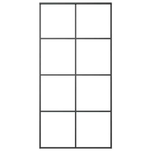 Плъзгаща се врата, черна, 102,5x205 см, ESG стъкло и алуминий