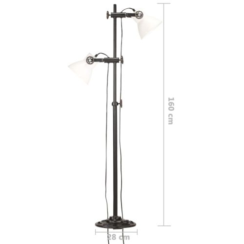 Подова лампа с 2 абажура, бяла, E27, чугун