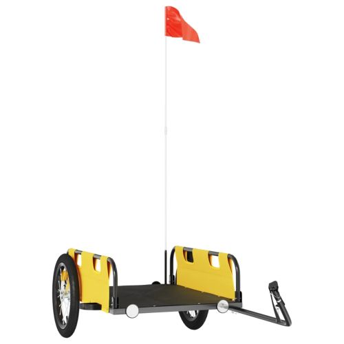 Ремарке за колело, жълто, Оксфорд плат и желязо