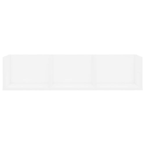 CD стенен рафт, бял, 75x18x18 см, инженерно дърво