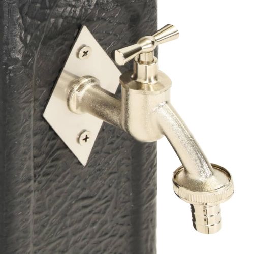 Градински резервоар с кран, антрацит, имитация на камък