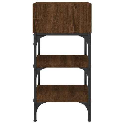 Нощна масичка, кафяв дъб, 35x34,5x70 см, инженерно дърво