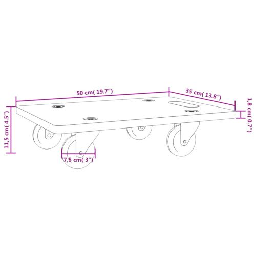 Транспортни колички 2 бр правоъгълни 50x35x11,5 см 250 кг